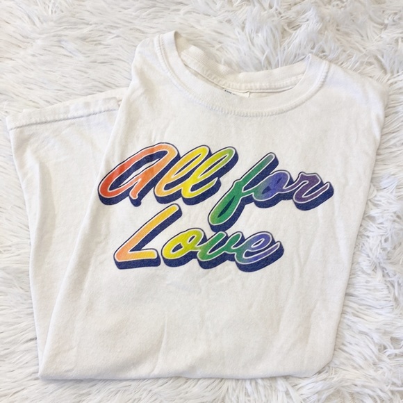 All for Love | White Cotton T-Shirt rainbow lettering small - Picture 5 of 5